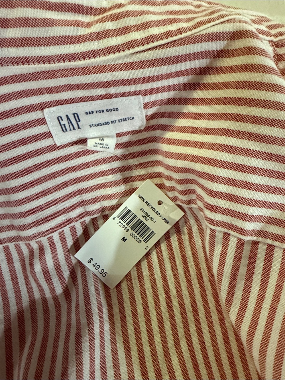 Men’s Gap long sleeve Oxford size medium new with tags